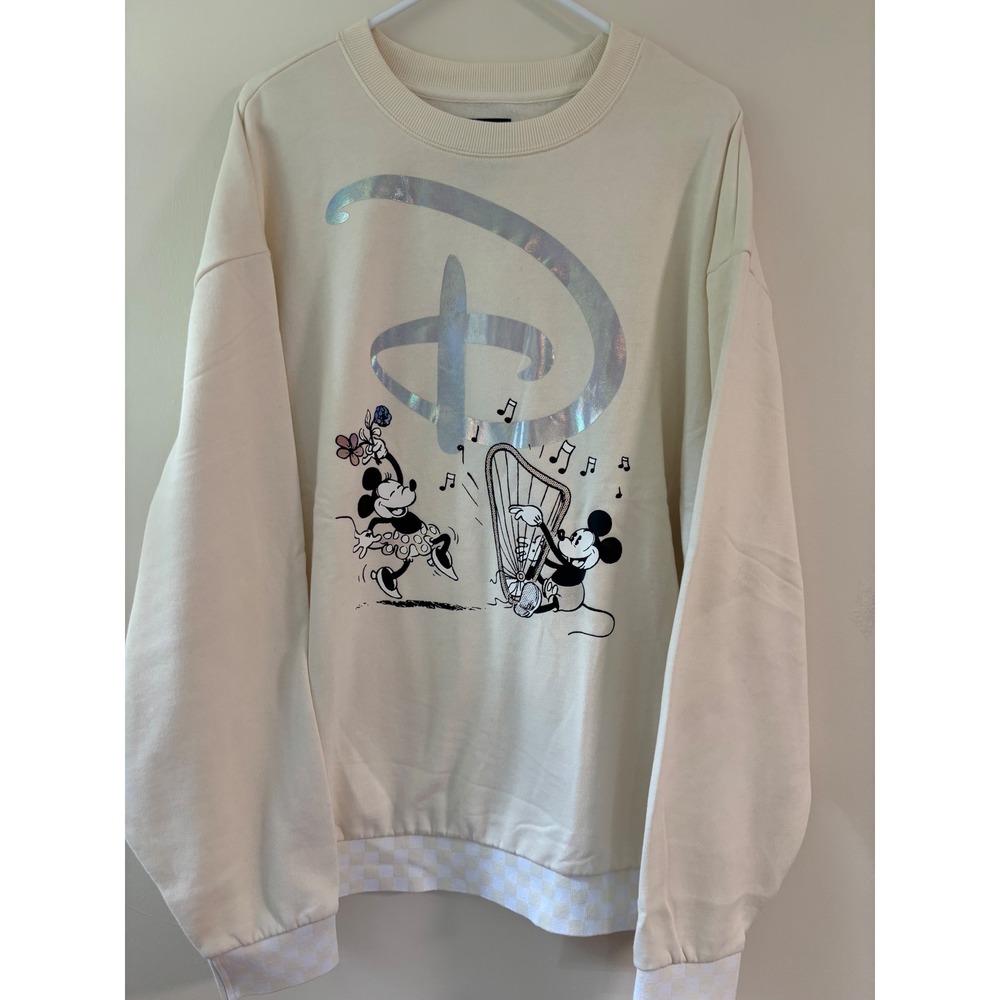 Disney/Vans Swan Song Oversized Crewneck Cream Iridescent Metallic XL Disney100